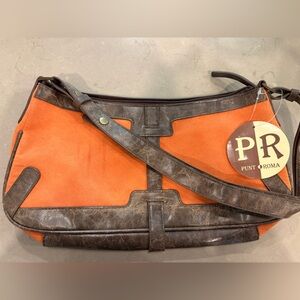 Orange and Brown Leather Shoulder Bag